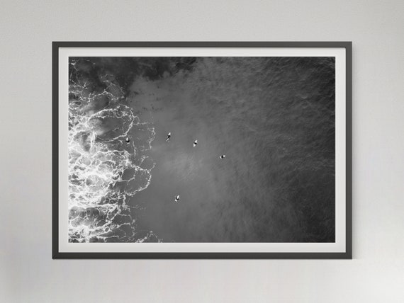 Vintage Surfing Poster: Black and White Ocean Photography (Digital Download)