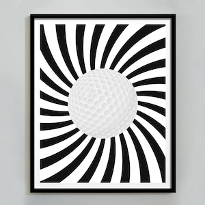 Minimalist Golf Ball Art Print, Black and White, Vintage Golf Poster, Printable Wall Art, Golfers Gifts, Digital Download, Boys Room Decor