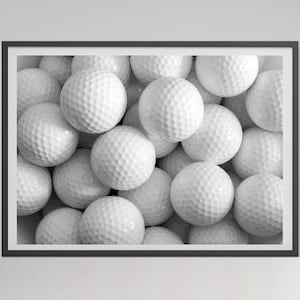 Golf Balls Print, Black and White, Vintage Golf Poster, Golf Printable Wall Art, Teen Boys Room Decor, Digital Download, Golf Lovers Gifts