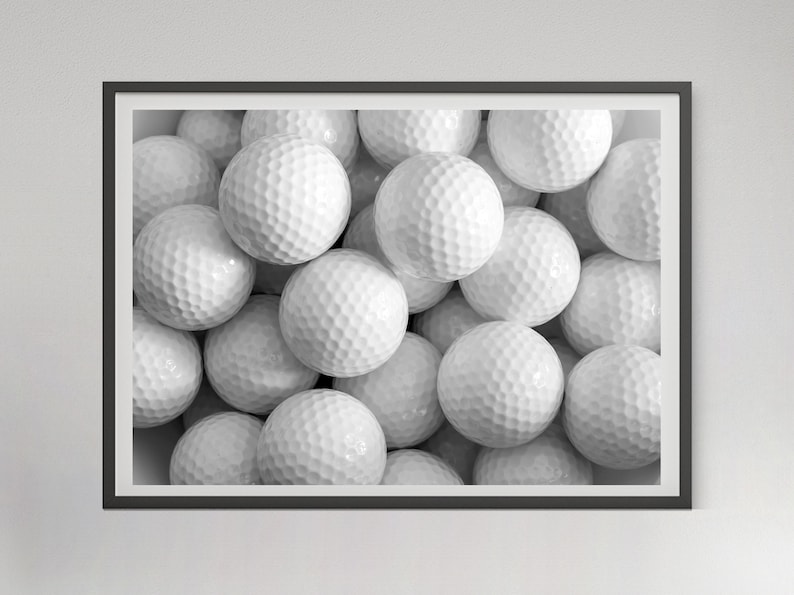 Golf Balls Print, Black and White, Vintage Golf Poster, Golf Printable Wall Art, Teen Boys Room Decor, Digital Download, Golf Lovers Gifts