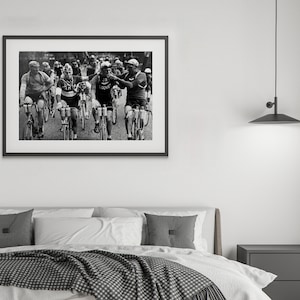 Tour de France Cycling Poster, Black and White, Vintage Photography, Tour de France Print, teen boy wall art, man cave decor, Retro Wall Art