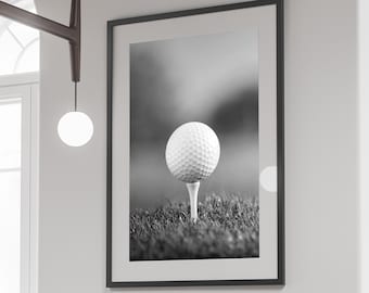 Vintage Golf Ball Poster: Black and White Sports Wall Art (Digital Download)