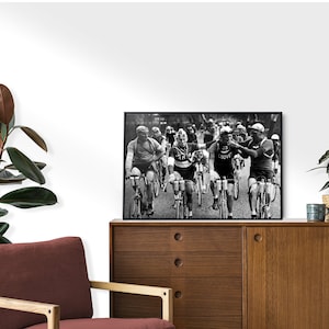 Tour de France Cycling Poster, Black and White, Vintage Photography, Tour de France Print, teen boy wall art, man cave decor, Retro Wall Art