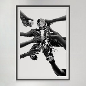 Cheers print, zwart-wit, cocktailmuurkunst, barwagen print, alcohol poster, vintage bar decor, eetkamer kunst aan de muur, digitale download