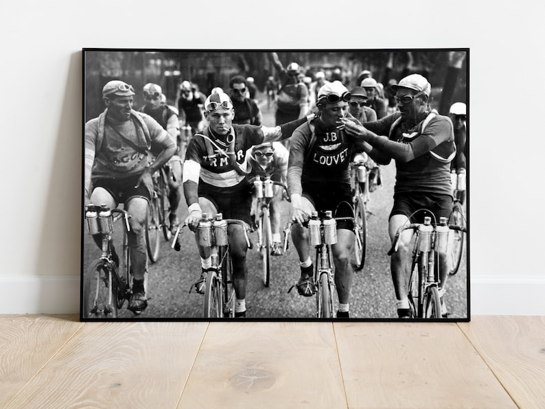 Tour de France Cycling Poster, Black and White, Vintage Photography, Tour de France Print, teen boy wall art, man cave decor, Retro Wall Art