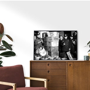 Prohibition Police Raid Poster: Black and White Vintage Photo (Digital Download)