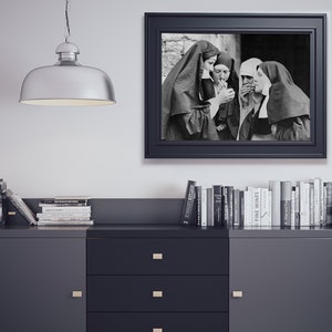 Nuns Smoking Print: Black and White Vintage Printable Wall Art (Digital Download)