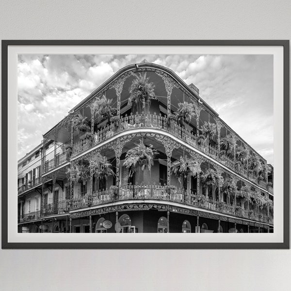 French Quarter New Orleans Los Angeles Poster, Black and White, New Orleans Photography Print, Printable Vintage Wall Art, Digital Download