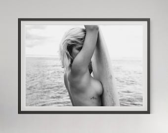 Surfer Girl Print: Vintage Strand Fotografie (Digitaler Download)