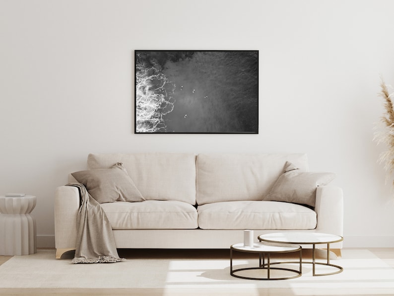 Vintage Surfing Poster Coastal Wall Art Digital Download Black and White Ocean Print Sea Beach Photography Summer Poster Beachy Room Decor