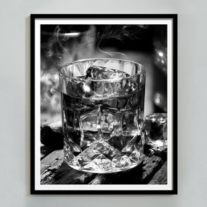 Whiskyposter, barwagenafdruk, zwart-wit, alcohol kunst aan de muur, digitale download, decor Engelse pub, vintage barafdruk, afdrukken eetkamer, digitale download