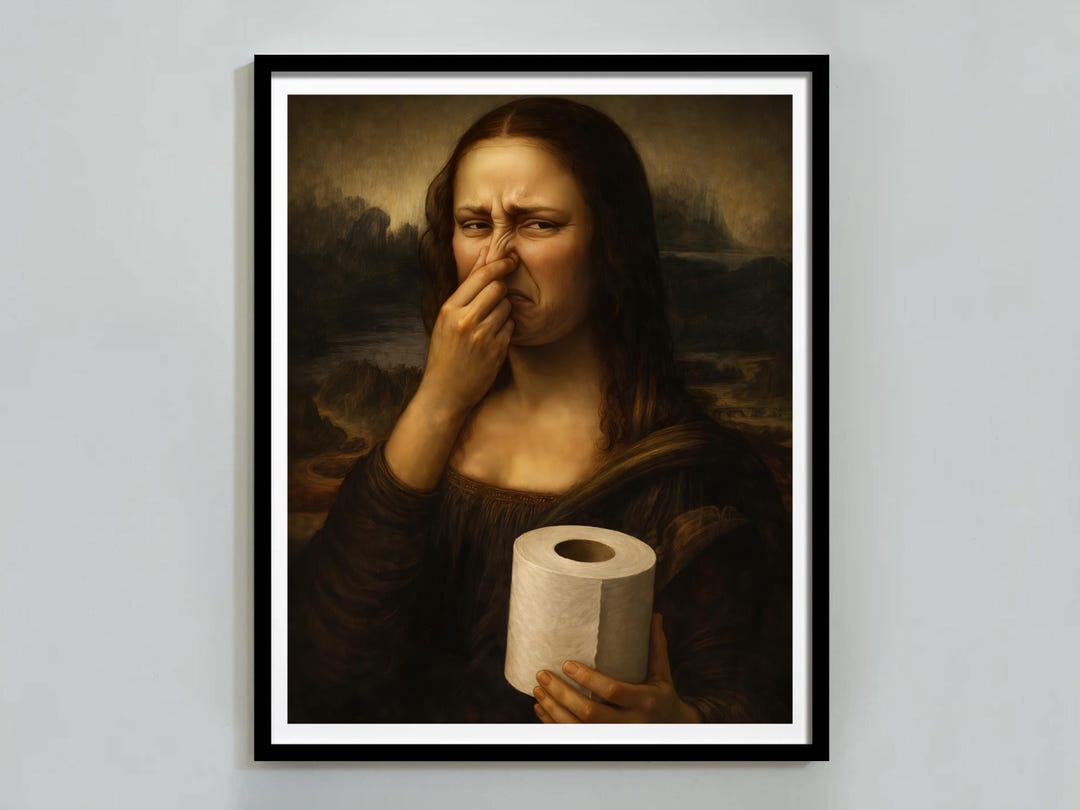 Mona Lisa Holding Nose Print, Funny Bathroom Poster, Toilet Humor Wall ...