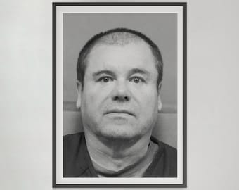 Joaquin El Chapo Mugshot Poster, Celebrity Mugshot, Mugshot Print, Jail Poster, Civil Rights Poster, Antique Wall Art, Vintage Home Decor