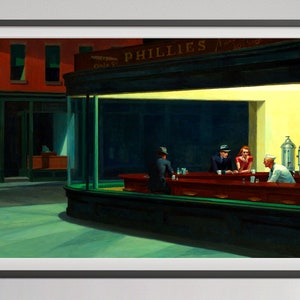 Edward Hopper Nighthawks Print, Vintage Painting, Nighthawks Poster, Modern Art Print, Home Decor, Exhibition Poster, Wall Art, Canvas