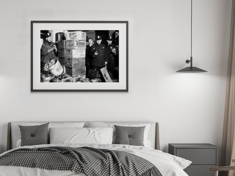 Prohibition Police Raid Poster: Black and White Vintage Photo (Digital Download)