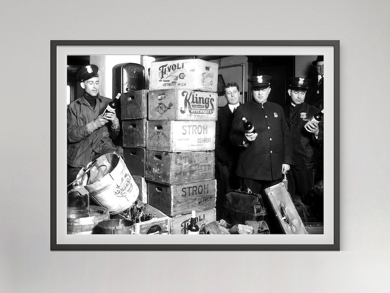 Black and White Prohibition Photo: Vintage Bourbon Room Print, Bar Decor (Digital Download)