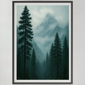 Wald Berge Drucken Nebligen nebligen Bergen Fotografie grüner Wald Landschaft Druck Natur Bild druckbare Wandkunst digitaler Download