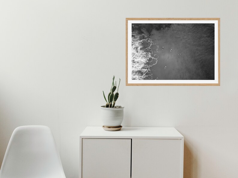Vintage Surfing Poster Coastal Wall Art Digital Download Black and White Ocean Print Sea Beach Photography Summer Poster Beachy Room Decor