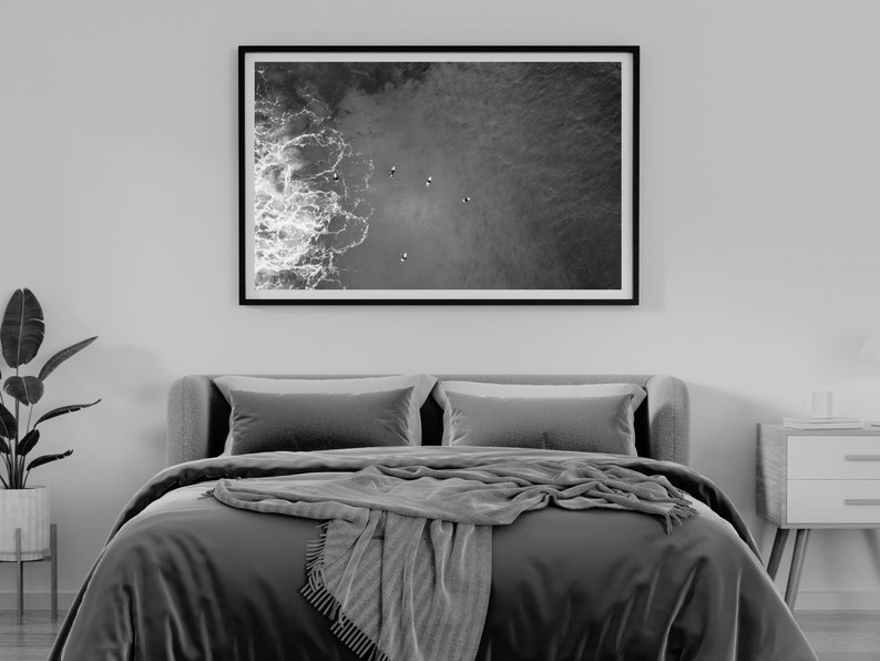 Vintage Surfing Poster Coastal Wall Art Digital Download Black and White Ocean Print Sea Beach Photography Summer Poster Beachy Room Decor