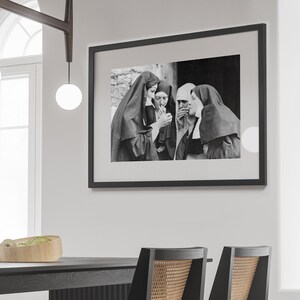 Nuns Smoking Print: Black and White Vintage Printable Wall Art (Digital Download)