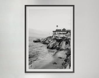 Laguna Beach Vintage Photography Print: Black and White Coastal Wall Art (Digital Download)
