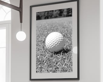 Stampa di palline da golf, bianco e nero, poster vintage da golf, stampa da parete su golf, foto e immagini di golf, download digitale, regali per gli amanti del golf