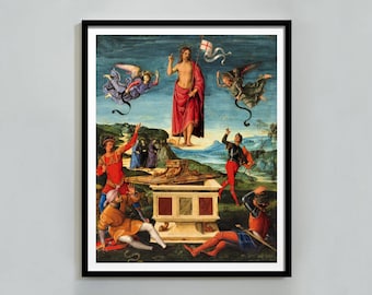 Vintage Resurrection of Jesus Christ Painting: Christian Wall Art (Digital Download)