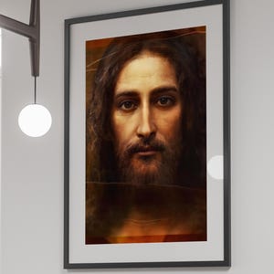 Real Face of Jesus Christ Poster, Shroud of Turin, Jesus Christ Print, Jesus Painting, Printable Christian Wall Art Decor, Digital Download
