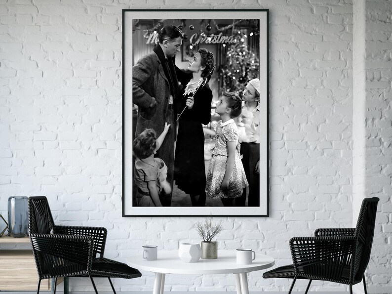 Its a Wonderful Life Movie Poster, Black and White, Vintage Movie Print ...