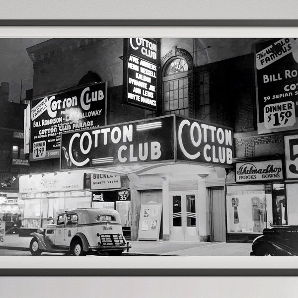 Cotton Club Harlem New York City Print, 1920s, Black and White, Wall Art, Vintage Photo, Jazz Poster, Disco Party Decor, Digital Download