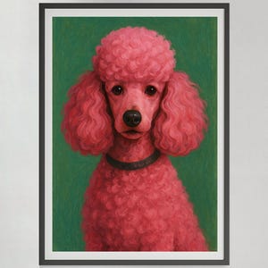 Pink Poodle Dog Print, Funny Animal Wall Art, Digital Download, Modern Kids Bedroom Decor, Girly Wall Art, Colorful Print, Dorm Room Decor