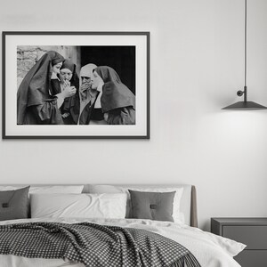 Nuns Smoking Print: Black and White Vintage Printable Wall Art (Digital Download)