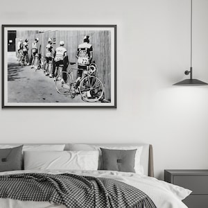 Tour de France Cycling Print, Black and White, Vintage Photography, Funny Bathroom Wall Art Print, Toilet Wall Art Decor, Digital Download