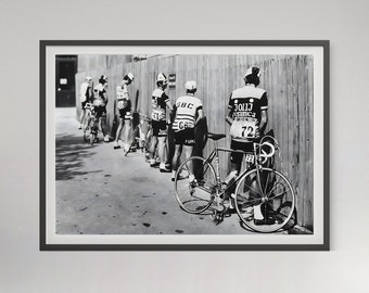 Tour de France Cycling Print, Black and White, Vintage Photography, Funny Bathroom Wall Art Print, Toilet Wall Art Decor, Digital Download