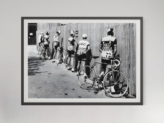 Tour de France Cycling Print, Black and White, Vintage Photography, Funny Bathroom Wall Art Print, Toilet Wall Art Decor, Digital Download