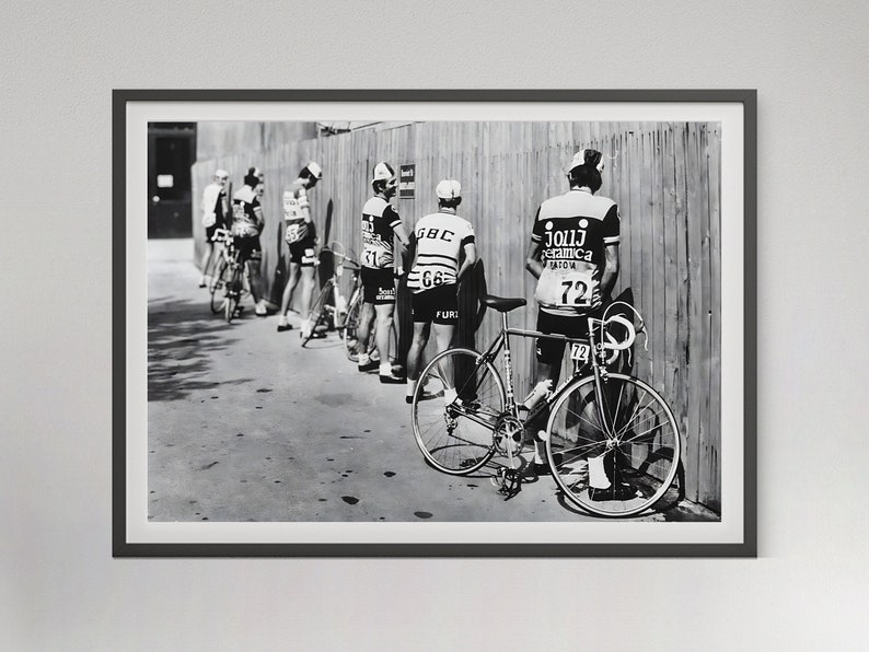 Tour de France Cycling Print, Black and White, Vintage Photography, Funny Bathroom Wall Art Print, Toilet Wall Art Decor, Digital Download