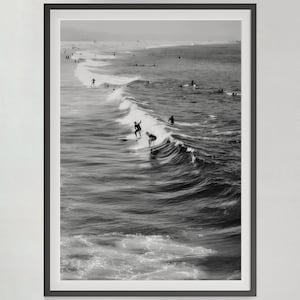 Surf Poster Kalifornien Wandkunst Schwarzweiß Vintage Druck Strand Wandkunst Surfen Druck druckbare Wandkunst Strand Dekor Küsten Wanddekor
