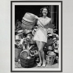 Woman with Beer Keg Poster, Bar Cart Print, Black and White, Vintage Photo, Alcohol Wall Art, Home Bar, English Pub Decor, Digital Download
