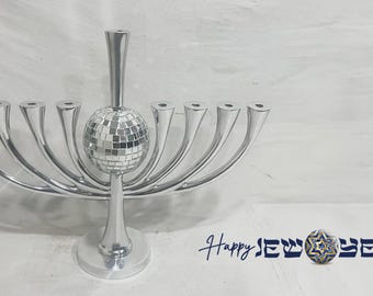 Disco Ball Menorah | Handmade Aluminum Hanukkah Decor