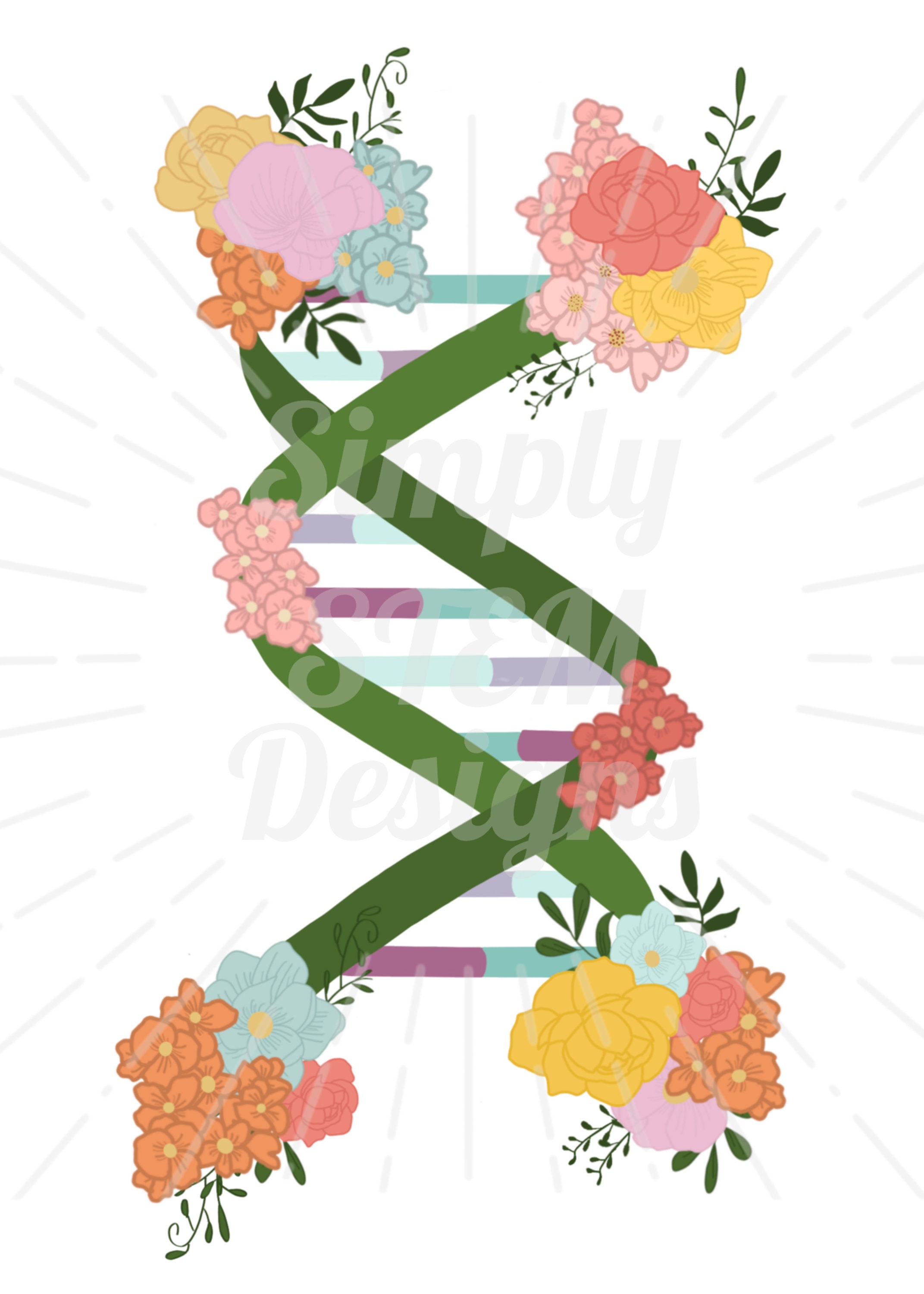 DNA Flowers 5x7 Art Print Matte photo paper STEM wall Etsy