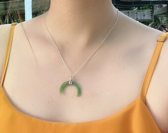 Nephrite pendant wirewrap green jade pendant