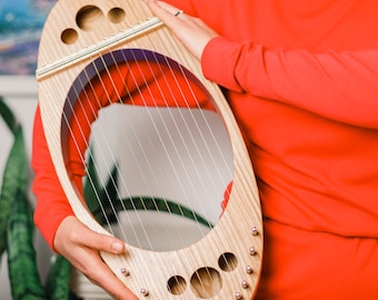 Psaltery Lyre Harp &quot;Bliss&quot; Gradient color 14 strings/Travel harp for meditation 432 Hz
