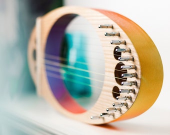 Lyre Harp "Bliss" Gradient color 14 strings/Travel Lyra for meditation 432 Hz