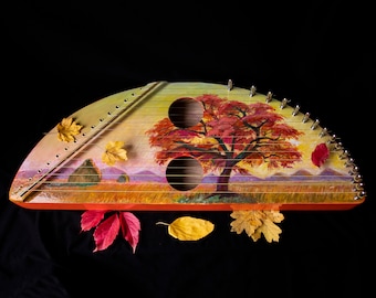 Gusli "Herbst" 16 Saiten (Lyre Harfe Psaltery Zither) handgemachtes Handwerk musikalisches Geschenk in Vivaldis original Tuning