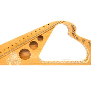 Ancient Keltic Lyre, synthesis of lyre, harp and psaltery with ancient Celtic ornament, Harp for meditation 432 Hz
