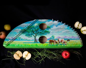 Gusli "Summer" 16 Saiten (Lyre Harfe Psaltery Zither) handgemachtes Handwerk musikalisches Geschenk in Vivaldis original Tuning