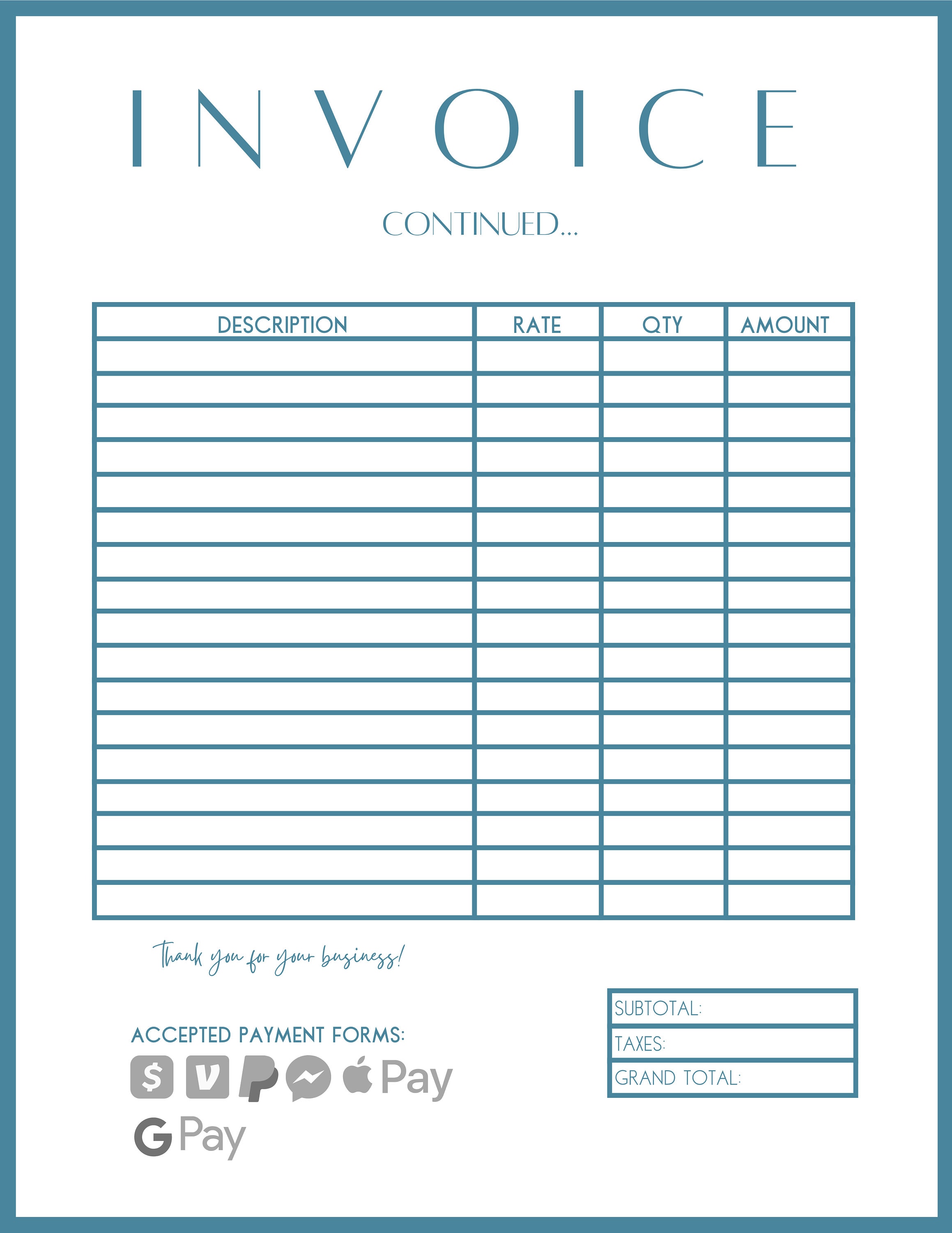 BLUE Small Business Invoice Template | Editable | Canva | PDF | Boss ...