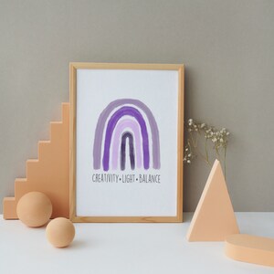 Hand-Drawn Watercolor Rainbow in Feb Amethyst Birthstone. FREE PERSONALIZATION! Two Sizes, 8.5x11 and 11x17. Digital Download.