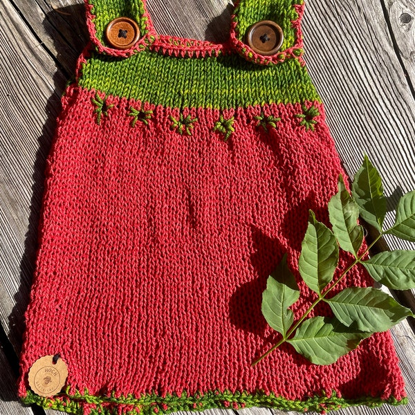 Baby Kleid Kleidchen "Erdbeere", handgemachtes Outfit Gr. 56/62, 0-3 Monate, Baumwolle/Seide