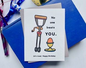 No One Beats You Egg Birthday Card, Food Birthday Card, Baker Birthday Card